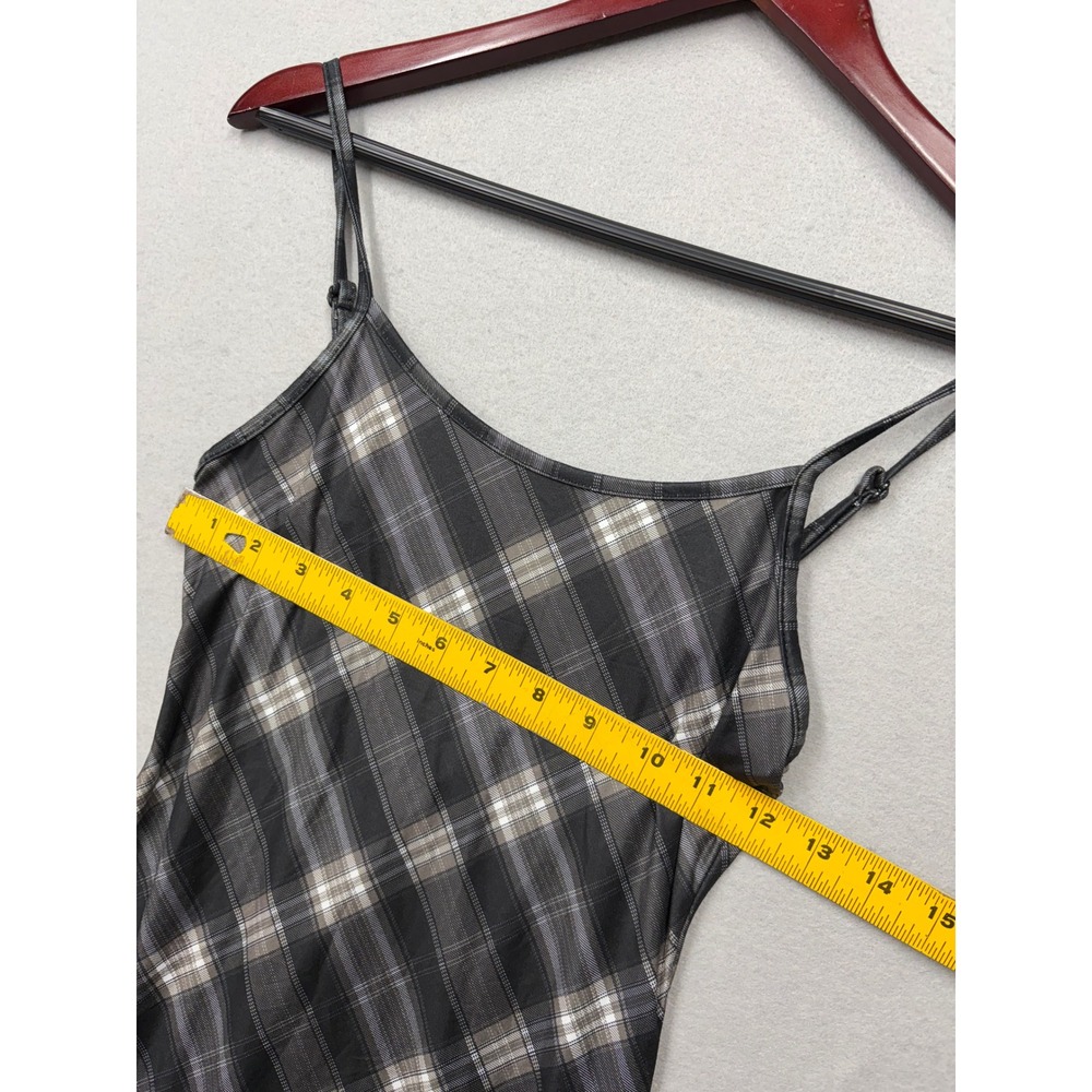 SHEIN Plaid Mini Dress Women XS Gray Black Y2K Adjustable Straps Sleeveless - Picture 7 of 9